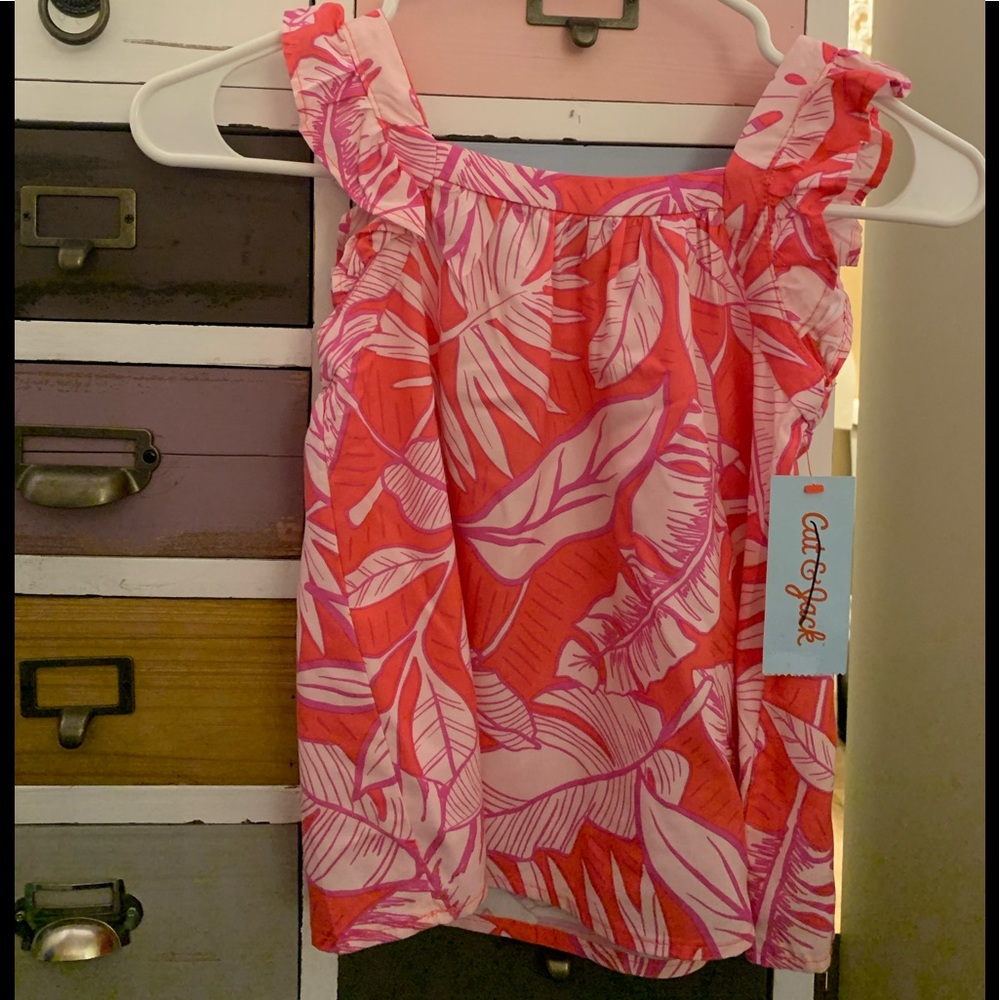 Girl’s flower tank with ruffle sleeves
